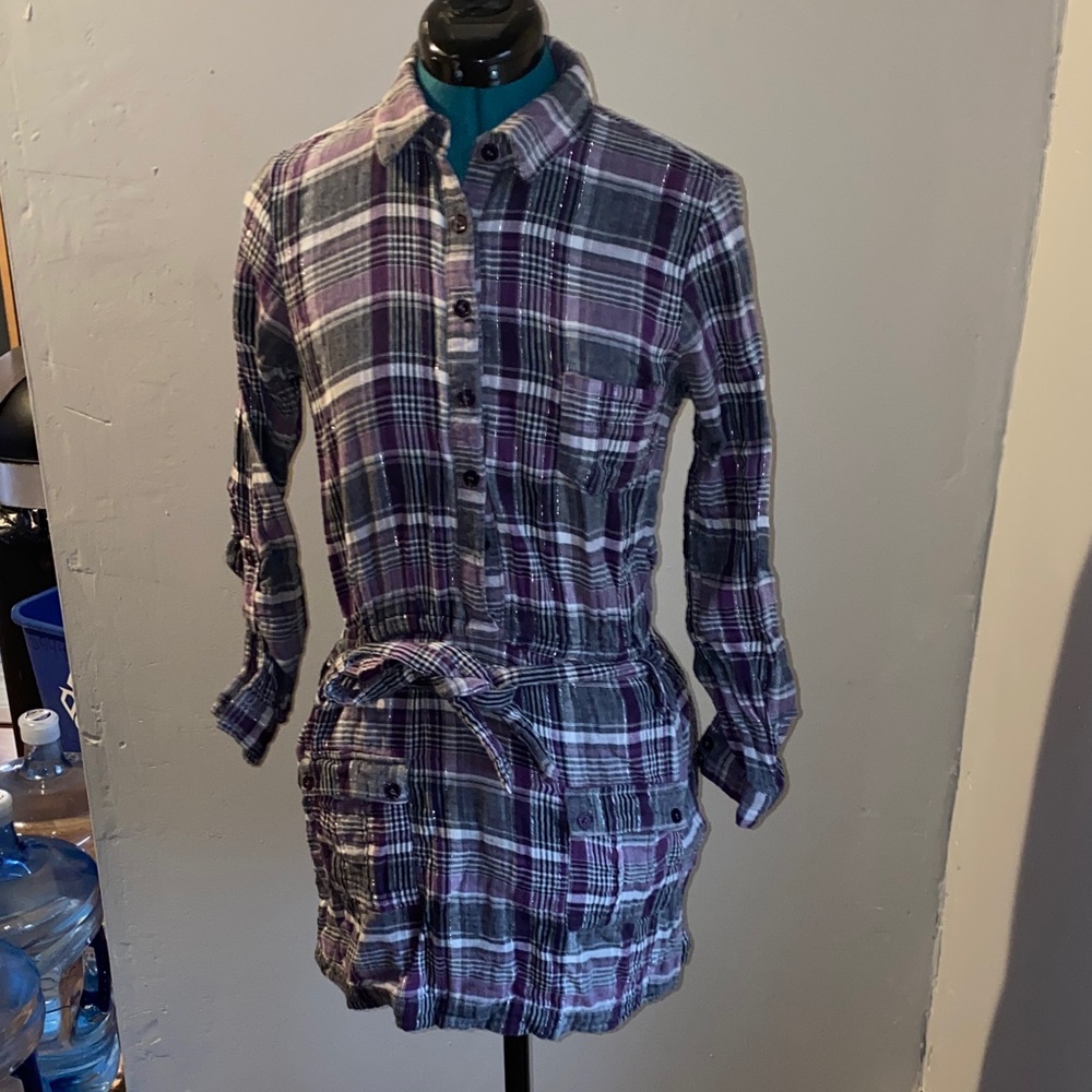 Bailey Blue Women's Purple Plaid Long Sleeve Dress